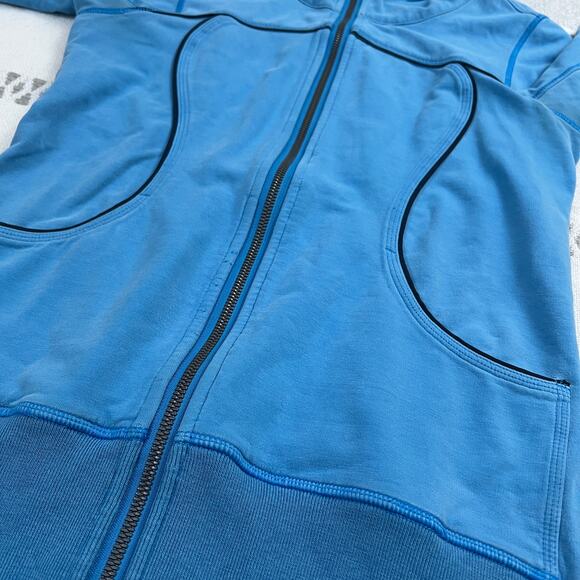 Lululemon Scuba Hoodie Full Zip Jacket Women's 6 Blue Thumbhole Contrast Stitch - Picture 8 of 13